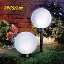 Conjunto de 2 Lâmpadas LED em Formato de Bola, Alimentadas por Energia Solar, para Jardim e Caminho Externo.