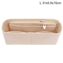 Bolso de mano con múltiples bolsillos para mujer, de fieltro color beige, talla L.
