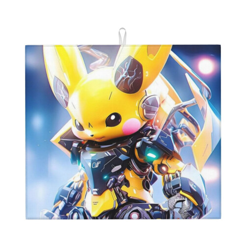 Πατάκι στεγνώματος πιάτων Pikachu για πάγκο κουζίνας, πατάκι πιάτων μικροϊνών,