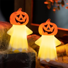 Lampka nocna Djunllk Ghost Pumpkin, zasilana bateriami, mała silikonowa lampka, urocza dekoracja na Halloween na biurko, do biura, dla dzieci,