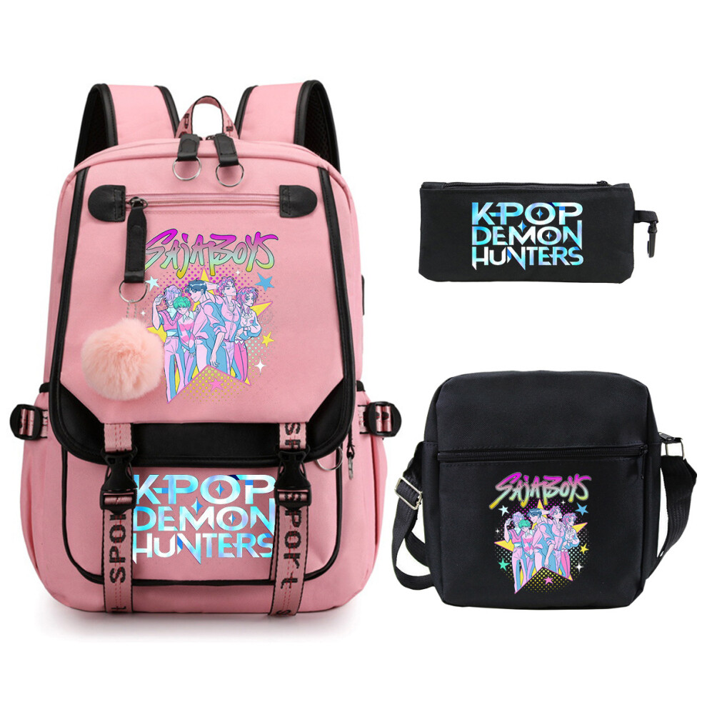 Demon Hunter Girl School Bag Set Pink 3-Piece