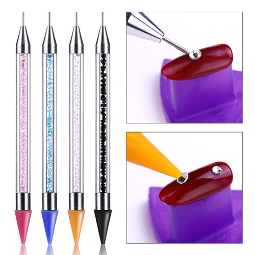 Nail Art Dotting Tool and Rhinestone Picker Pen Dual Ended Design for Precise Manicure Pink 1