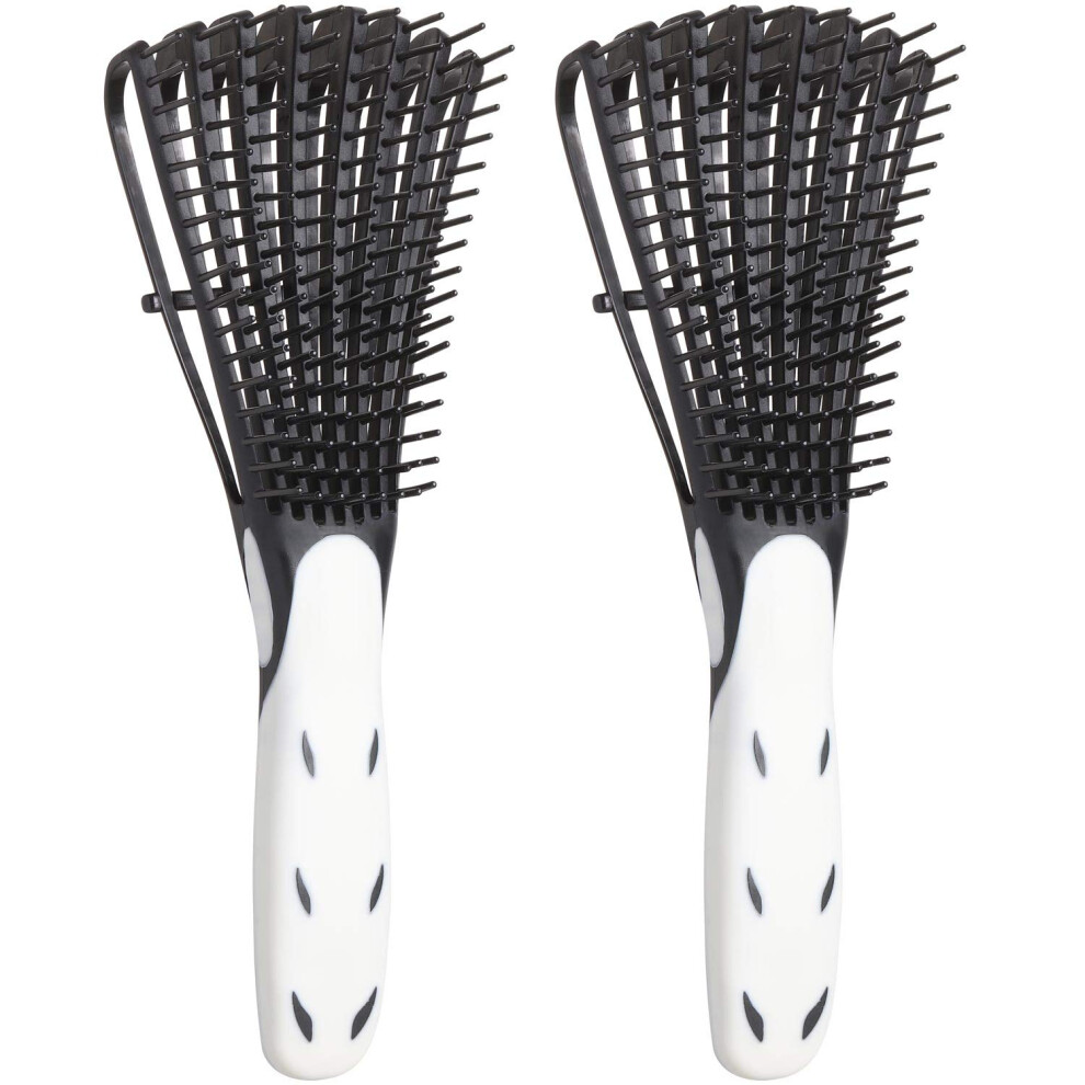 Unisex Black 2 Pcs Detangling Brush For 3A To 4C Curly Thick Hair With Gentle Scalp Massage, Wet Or Dry Use