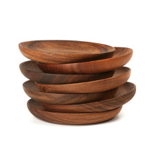 Speiseteller aus Akazienholz, kleine runde Holzteller (10 cm Durchmesser), leicht zu reinigen und leicht, ideal für Snacks, Desserts und andere