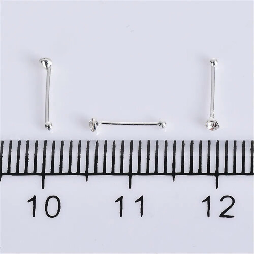 RSAMD Wholesale Lots 20 Pcs Clear Crystal Bar Bone Rings 925 Solid Silver Nose Stud 2