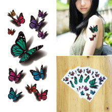 3D Butterfly Temporary Tattoos for Women Girls, 5 Sheets Water Transfer Design for Back Shoulder Neck Arm