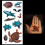 Temporary Tattoos 3D Waterproof Ocean Theme Shark Turtle Fish Quick Apply Removable 2 Sheets 3