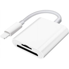 SD-Kartenleser für iPhone, kompatibel mit SD/TF-Karten, Micro-SD-Adapter, Wildkamera-Anzeigegerät, weiß