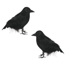 Lot de 2 corbeaux à plumes noires, décoration réaliste pour fête à la maison ou en dortoir