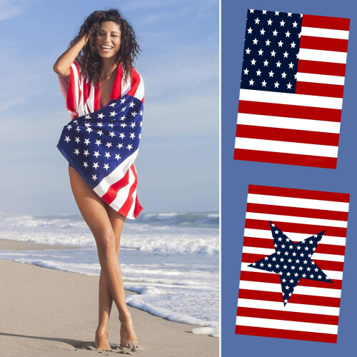 Πετσέτα θαλάσσης Wzzjkit4th of July Decorations, εξαιρετικά ελαφριά κόκκινη λευκή και μπλε 1