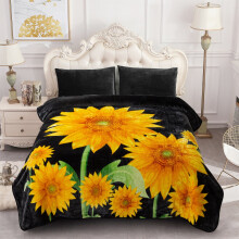 NC Plush Fleece Blanket For Bed,Lightweight Soft Yellow Sunflower Blanket,Queen 75"x91"