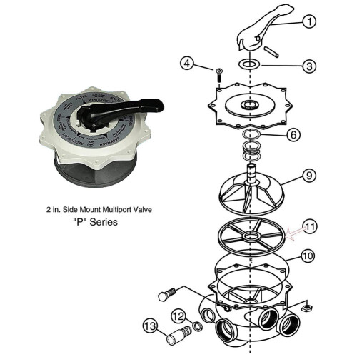 2 peças de válvula multiportas para piscina, junta de aranha desviadora de 2 polegadas para Pentair 271148G-417 2