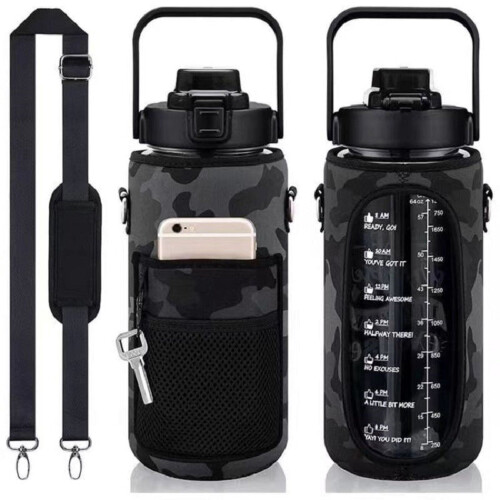 DizeyBoyo 64OZ μισού γαλονιού θήκη για μπουκάλι νερού με πίσω λουράκι για