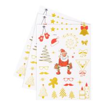 Christmas Temporary Tattoos Waterproof Gold Glitter Stickers Festive Body Art for Holiday Party 3pcs