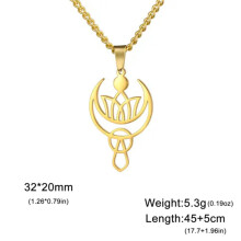 Collana con ciondolo astratto a forma di fiore e luna RSAMD in acciaio inossidabile, gioiello alla moda color oro