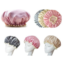 3 Pack Waterproof Satin Shower Cap for Women, Double Layer with Soft Lining, Large 27cm Hair Protection