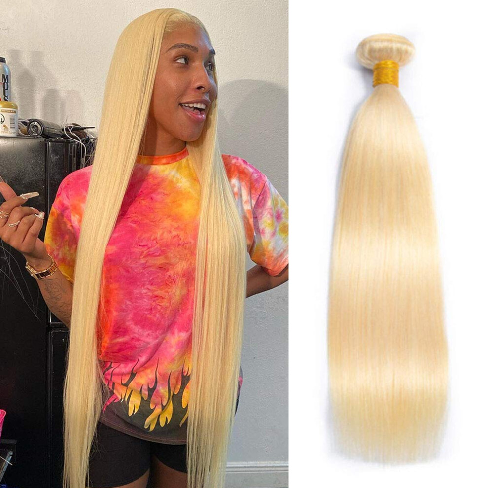 Unisex 613 Blonde Human Hair Bundles 26 Inch Brazilian Straight Virgin Hair Extensions Tangle