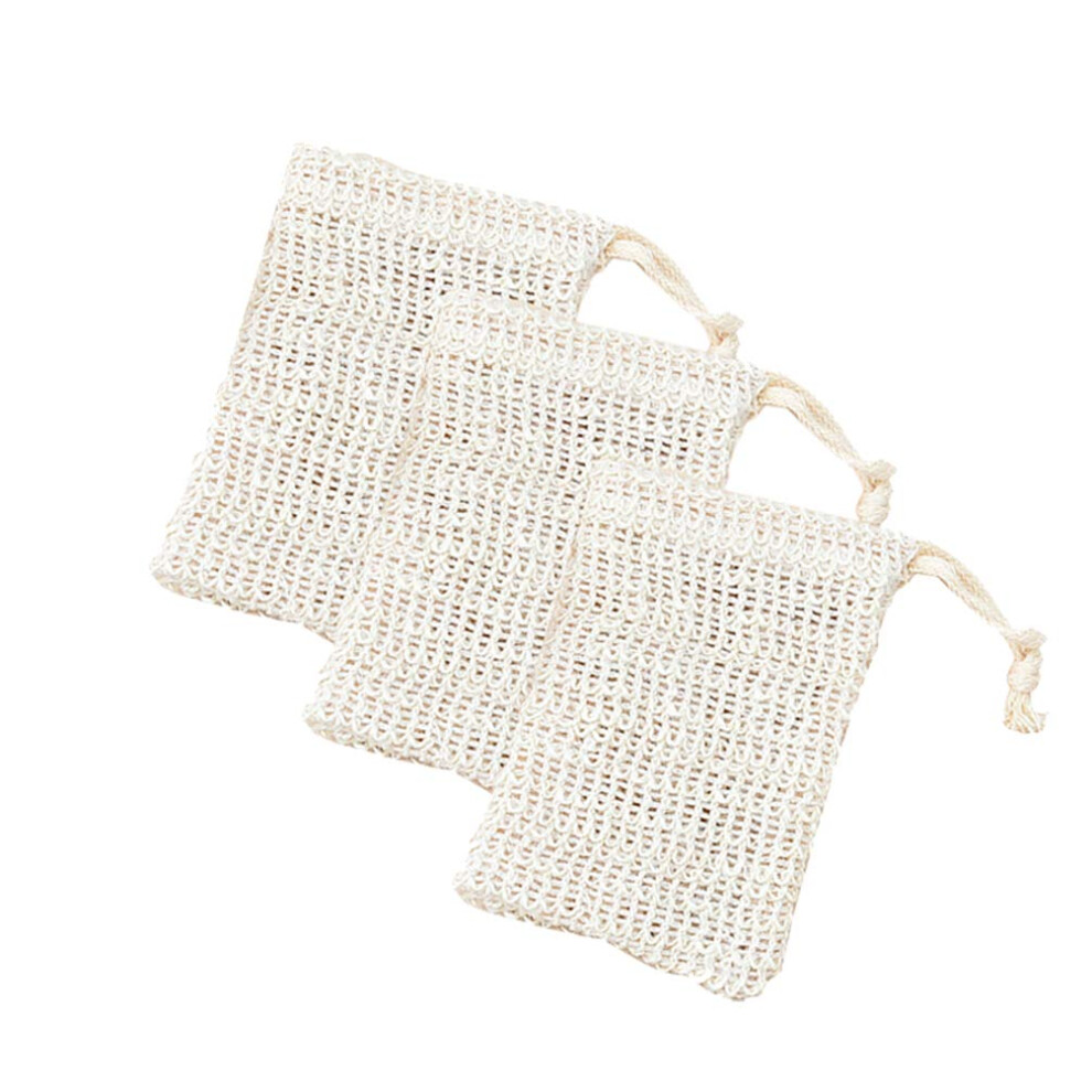 Soap Saver Bag Natural Ramie Cotton Exfoliating Pouch with Drawstring for Shower Lather Boost