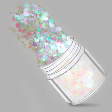 Nail Glitter Set with 12 Colors White Laser Hexagonal Nail Art Sequins for DIY Crafts and Nails