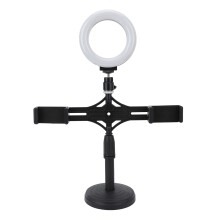 Stolní lampa s kruhovým světlem, navržená s 360 pohybem a stmívatelným LED osvětlením, nabízí stabilní a flexibilní zážitek pro