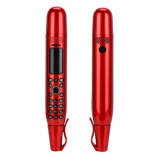 Caneta-celular em miniatura com mudança de voz e chamadas Bluetooth, celular mini multilíngue com dois chips e compatível com redes GSM. 1