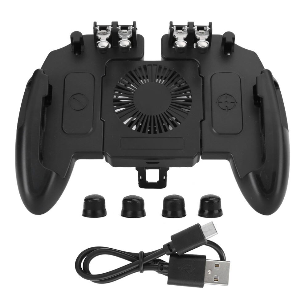 Mobile Gamepad With Cooling Fan And Trigger Button, Six Finger Operation Ergonomic Comfort Sensitive Aim For Touchscreen Gaming Long Gaming Sessions 9012494480801