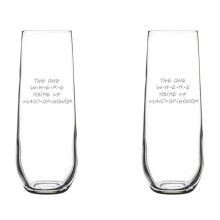 Set of 2 Glass Champagne Flutes Sparkling Wine Glasses The One Where You're My Maid Of Honor Proposal Will You Be My (8.5 oz Stemless)