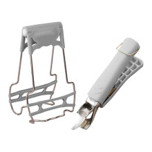XIUH Pinza da cucina anti-scottatura in acciaio inox, compatibile con forno a microonde, colore blu, per spostare piatti o ciotole calde.