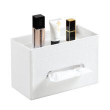 Extra grote tissueboxhoes van PU-leer met opbergvak, geschikt voor standaard tissueboxen, decoratieve houder voor badkamer, slaapkamer en kantoor.