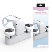 Laddningsdockningsset för Oculus Quest2, kompatibel med VR-kontroller och headset, inkluderar USB-C-kabel, laddningsport, 2 laddningsbara batterier