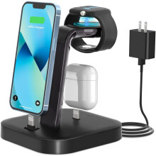 Laddstation för flera enheter, 3-i-1 snabbt trådlöst laddningsställ för kompatibel med Apple Watch med Apple Watch-serien
