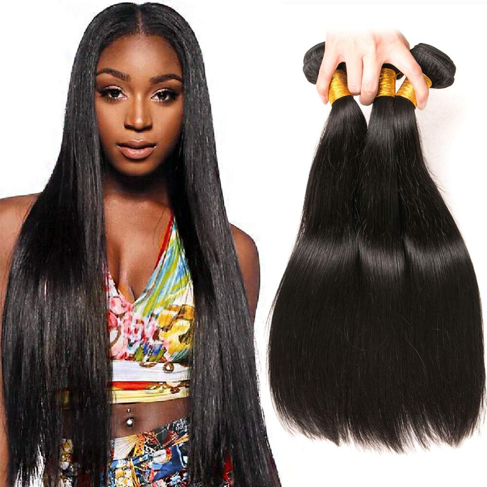 Brazilian Straight Human Hair Bundles 1B Virgin Remy Wet and Wavy Double Weft 10 12 14 Inch