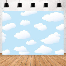 Sfondo cielo blu 7x5 piedi con nuvole, tema cartoni animati, decorazione per feste di compleanno per bambini, tema viaggi nel mondo e aviatore.