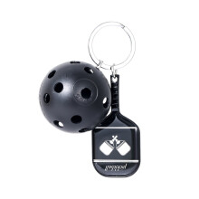 Llavero con raqueta de pickleball de aleación negra, colgante deportivo de simulación en miniatura, accesorio para gimnasio, idea de regalo negra.