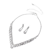 1 juego de collar de novia elegante con diamantes de imitación azules para mujer, pendientes de gota de agua, kit de joyería para bodas