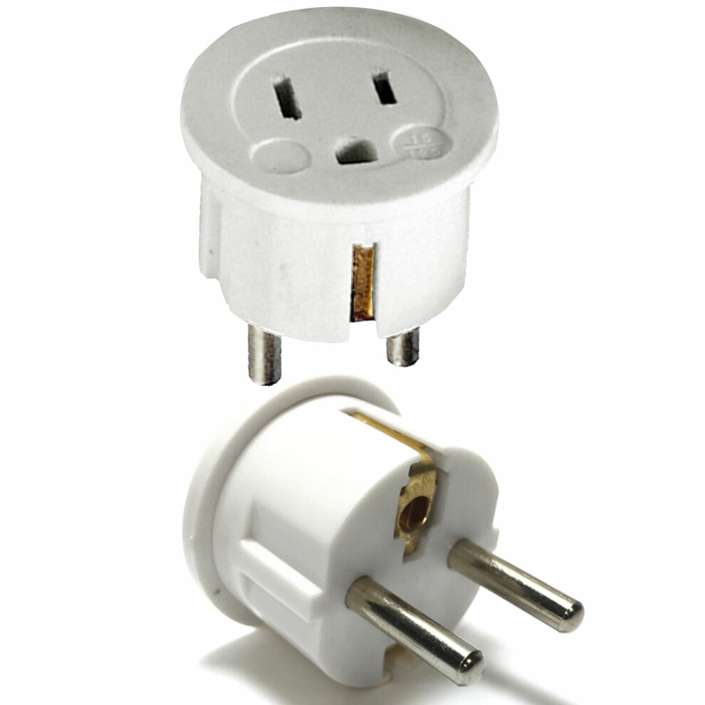1 Us Usa To Eu Euro Europe Power Jack Wall Plug Converter Travel Adapter White 9773935866683