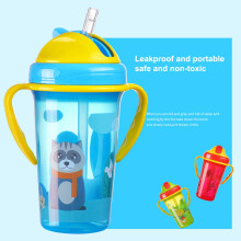 MyBeauty Kids Bottle Double Handle Large Capacity BPA Free Infant Straw Water Bottle for Toddler Red