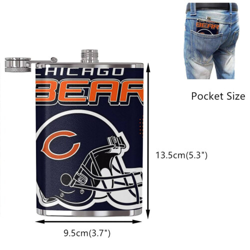 Φιάλη ισχίου Bears Fagon 8oz, από ανοξείδωτο ατσάλι και δέρμα τροφίμων, φορητή για 1