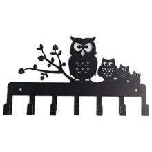 Soporte para llaves de pared de metal con forma de búho vintage, gancho para llaves, decoración del hogar, colgador de llaves decorativo con 7