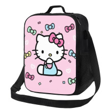 Sac à lunch isotherme Hello Kitty, portable et réutilisable, avec fermeture éclair, idéal pour le travail, les pique-niques, les voyages et le