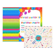AIXING Party Invitations 24 Pcs with Stickers, Envelop-Shaped Invitation Cards Set for Boys Girls Birthday Parties, Sealing Design