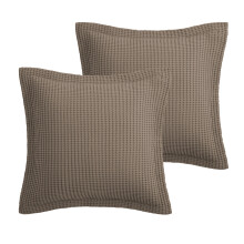 Levtex Home - Funda de almohada Mills Waffle - Euro (Juego de dos) - Latte - Tamaño de la funda (26x26 pulgadas)