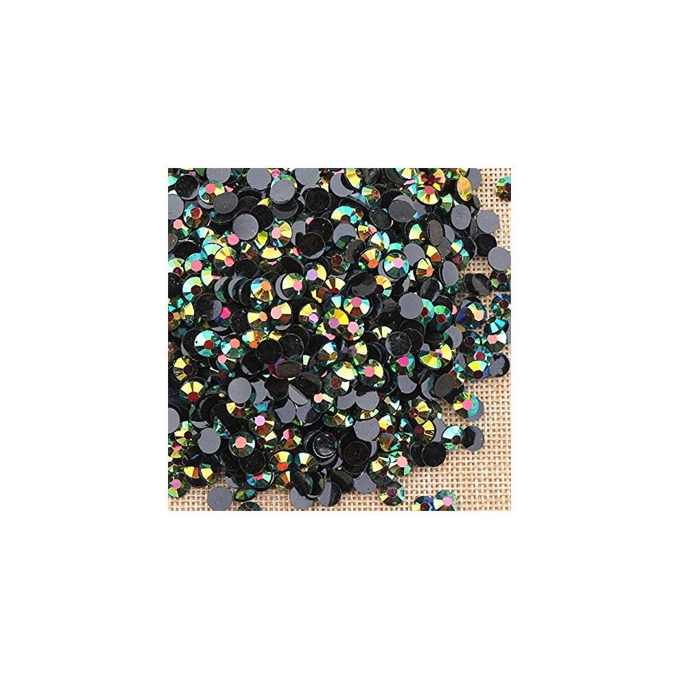 Black/Green 1000Pcs 6Mm Ab Resin Rhinestones Iridescent Flatback For Clothing Crafts Nail Art