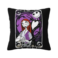 Fundas de cojín cuadradas de lino con diseño de Pesadilla antes de Navidad, de arpillera, para cama, sofá, banco, 45 cm (18 x 18 pulgadas), funda