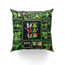 Funda de cojín decorativa del Grinch de 40 x 40 cm (16 x 16 pulgadas) para exteriores. Funda de cojín decorativa navideña para sala de estar,