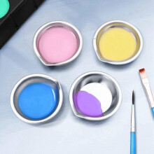 FOR 36Pcs Makeup Palette Stainless Steel Small Round Paint Tray Artist Watercolours Paint Mixing Palette Tray For Artist