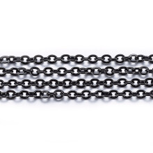 1 rollo de cadenas de cable de acero inoxidable 304 hechas a mano, soldadas con carrete, planas, ovaladas, electroforesis, negras, 3x2,5x0,6 mm,