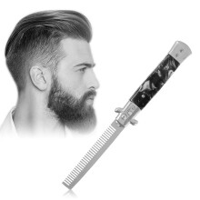 Folding Pocket Comb 8.9in Stainless Steel Hair Beard and Mustache Comb Wide Teeth for Men Travel