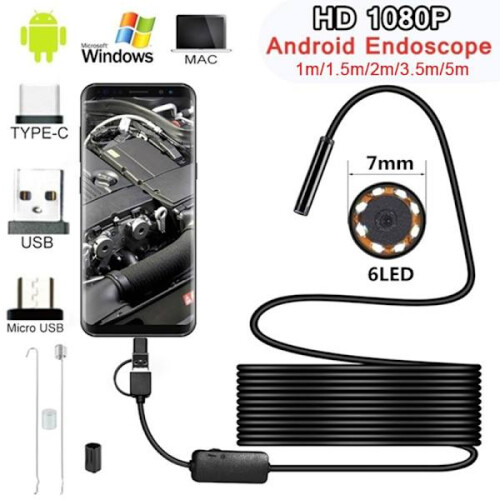 7MM 6 LED Endoscope Waterproof Borescope Inspection Camera 1.5M 1