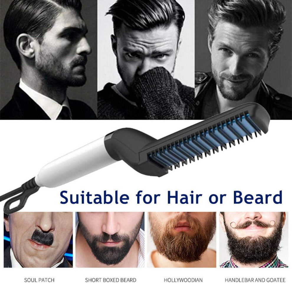 Beard Straightener Comb for Men, Hot Comb, Electric Heated Styling Brush, Portable Travel Iron, Multifunctional